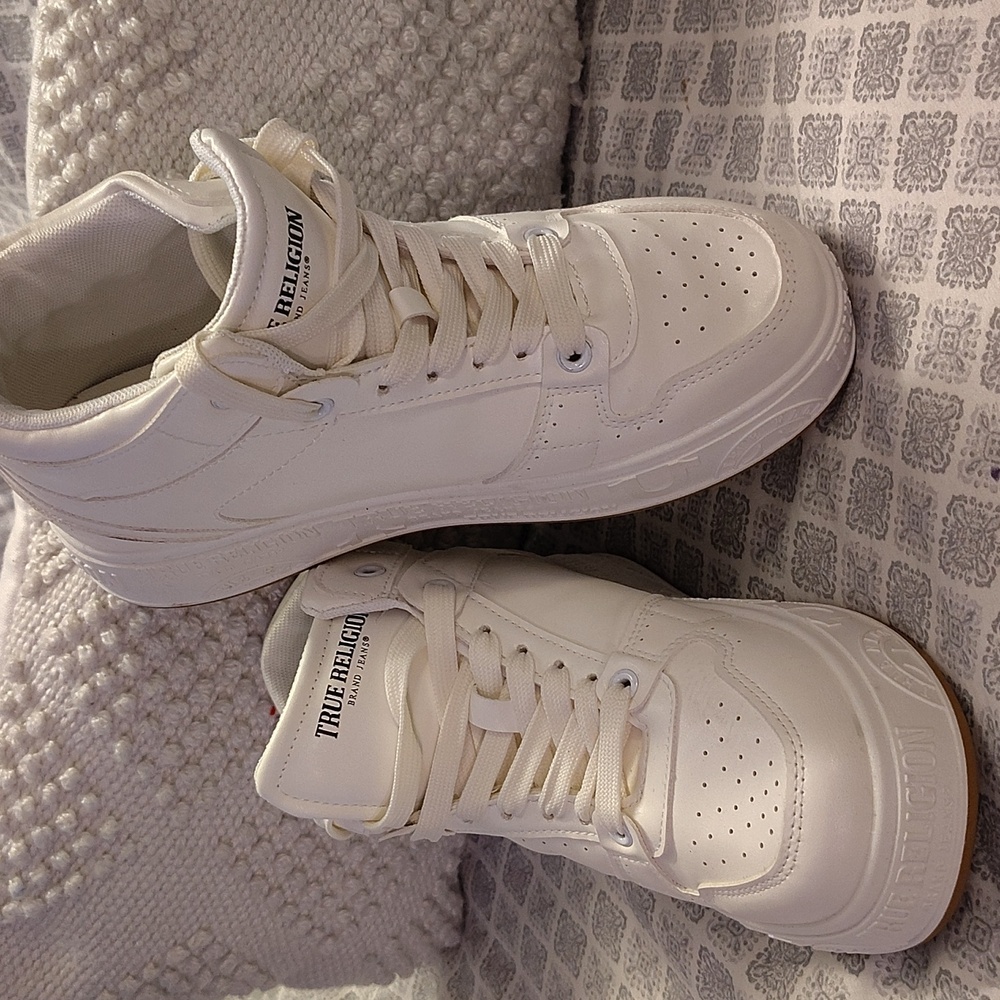 Never worn cream true religion high tops